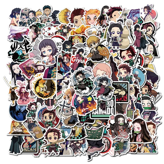 100Pcs Demon Slayer Japanese Anime Stickers Graffiti Skateboard Refrigerator Decorated Notebook Luggage Waterproof Sticker