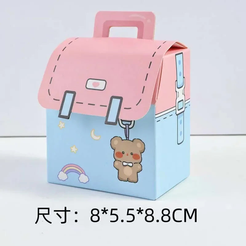 5PCS Creative Gifts Packaging Bags Cartoon School Bag Shape Candy Snack Self-lock Bags for Kids Birthday Party Decors Gifts