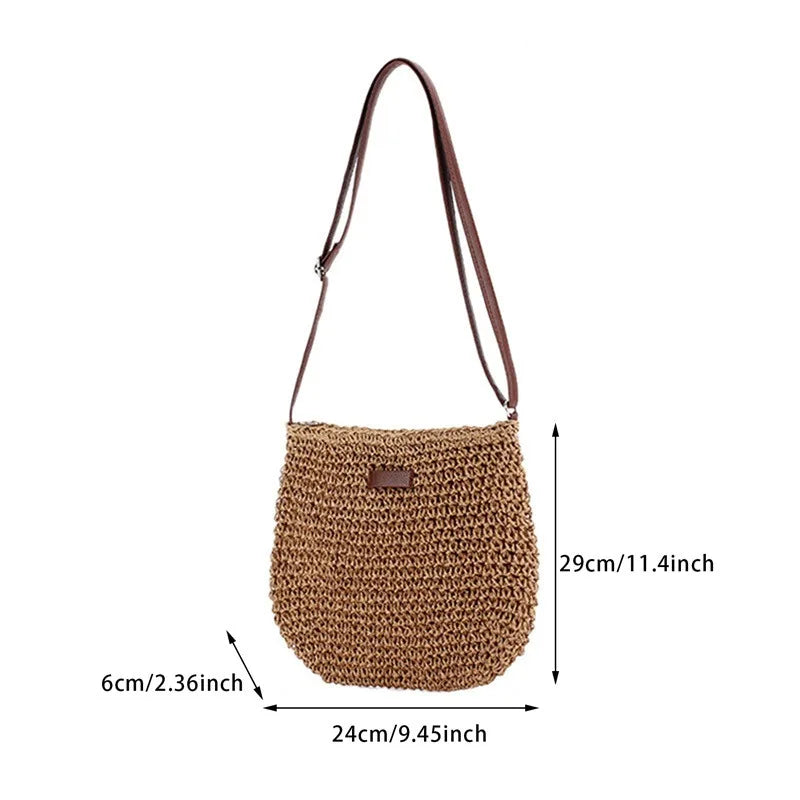 Woven Summer Fashion Straw Bag | High Quality Beach Holiday Crossbody Bag (Large Capacity Shopping Shoulder Handbag for Women)