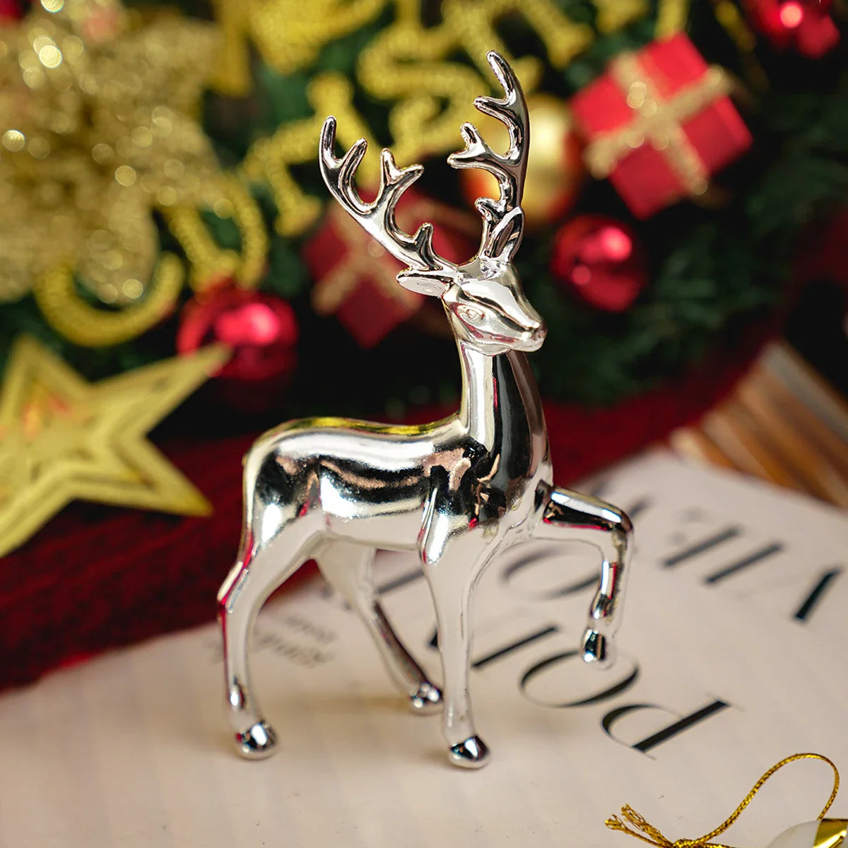 Gold Deer Statue Reindeer Figurines Resin Elk Sculpture Living Room Luxury Home Decor Christmas Decoration Tabletop Ornaments