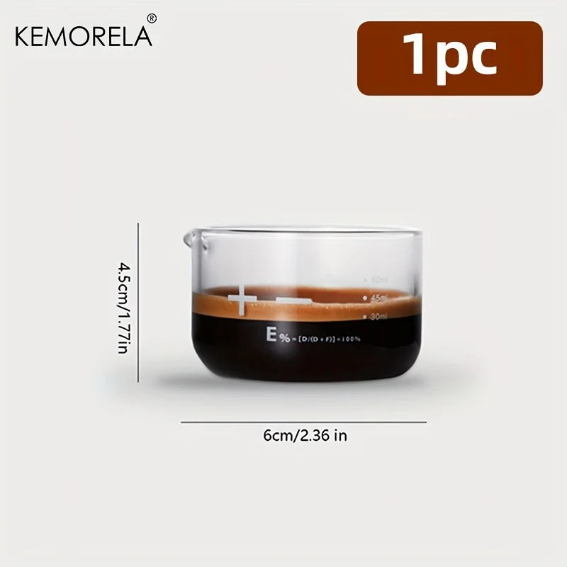KEMORELA 1/2PCS Espresso Shot Glasses 60ml Clear Scale Measuring Cup Liquid Heavy Glass Coffee Cups Home Barista Accessories