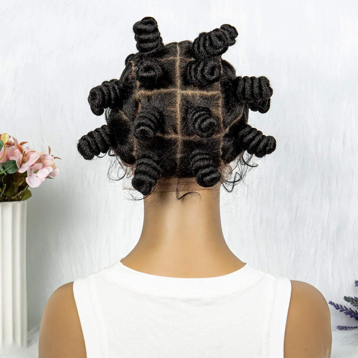 KIMA Bantu Knotless Braids Wig with Twist Buns | Full Lace Braiding Hair
