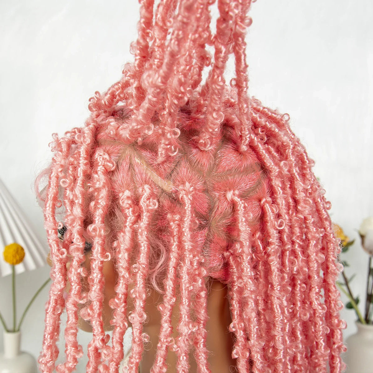 KIMA Pink Butterfly Twist Knotless Box Braided Wig | Swiss Full Lace Synthetic Locs Cosplay Wig with Baby Hair for Black Women