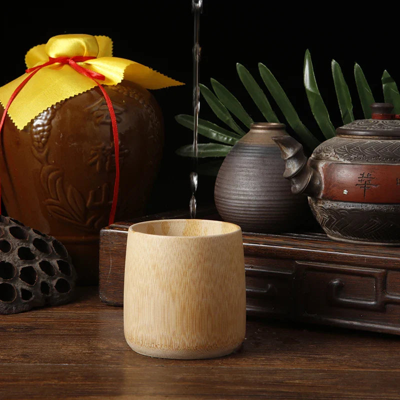 1PCS Japanese Sake Cup Natural Bamboo Teacups Chinese Wooden Water Cup for Tea Wine Coffee Juice Drinking Mug Handmade