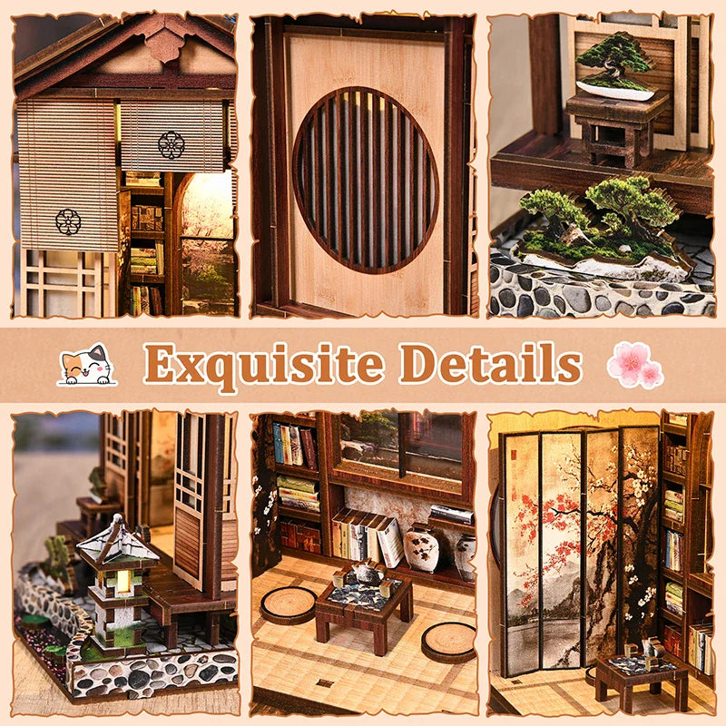 New Moss Lamp & Garden DIY Wooden Bookend 3D Puzzle - Hand Assembly Miniature House Model, Home Decor, Christmas Black Friday