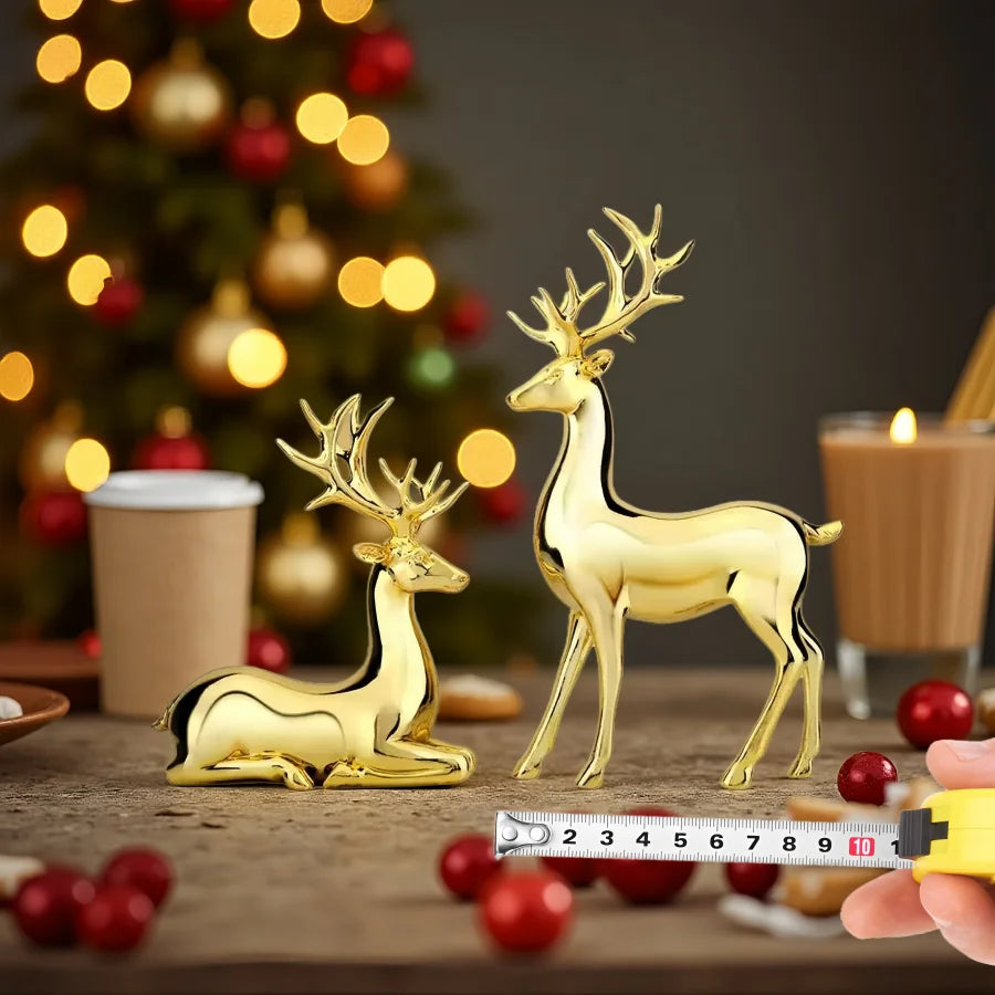 Elegant Resin Reindeer Statue Christmas Ornaments Plated Luxury Living Room Dining Table Decor Family Decor