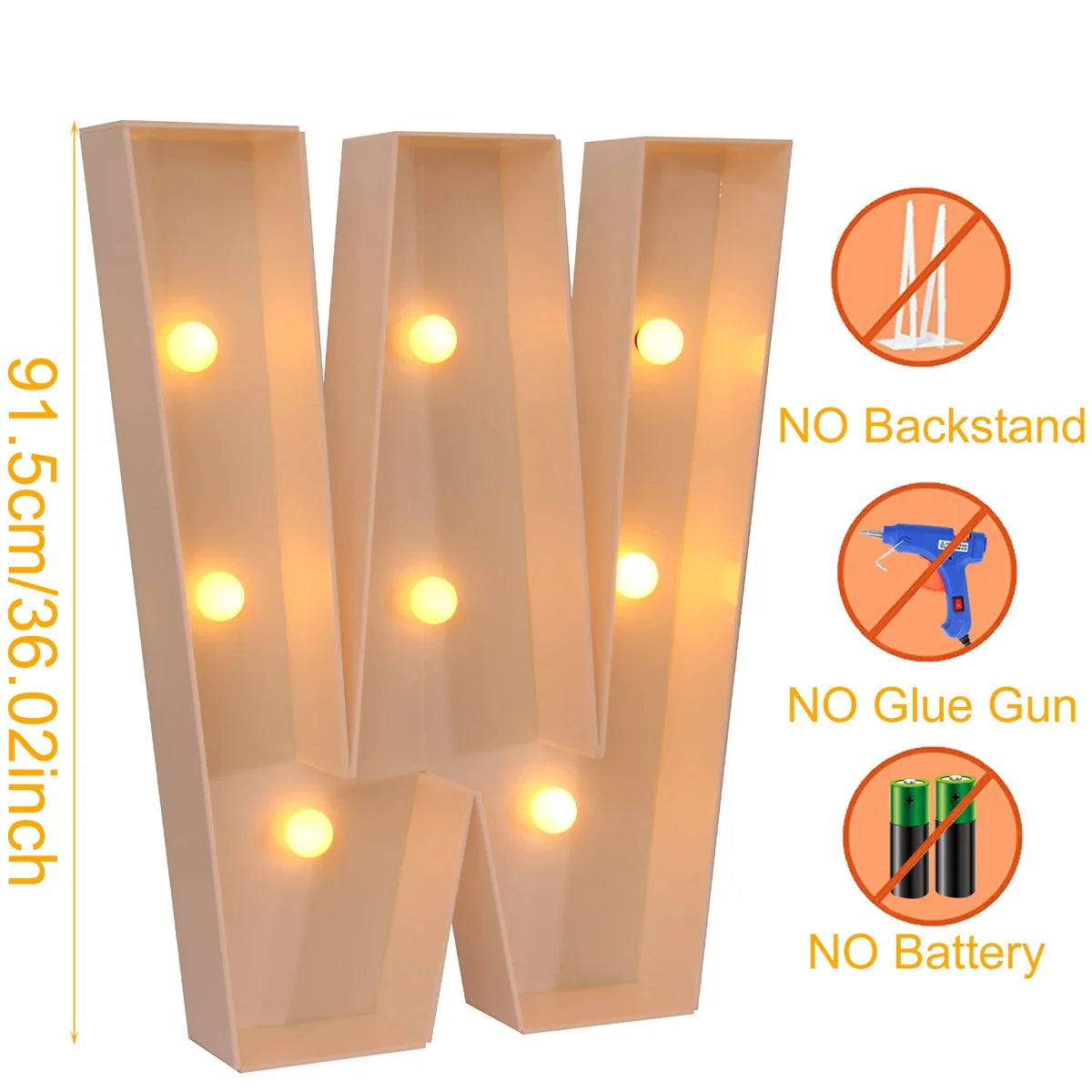 91.5CM Giant Letter Led Light Frame Box Baby Shower 1st Birthday Wedding Party Decor Christmas DIY Name Balloon Filling Box
