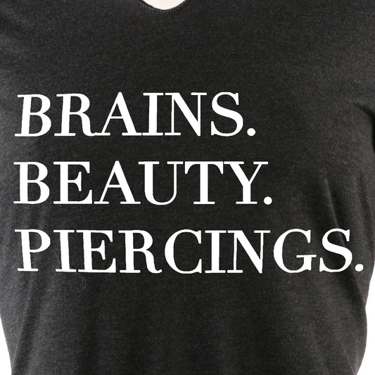 Brains Beauty & Piercings Tapered Long Sleeve Hoodie