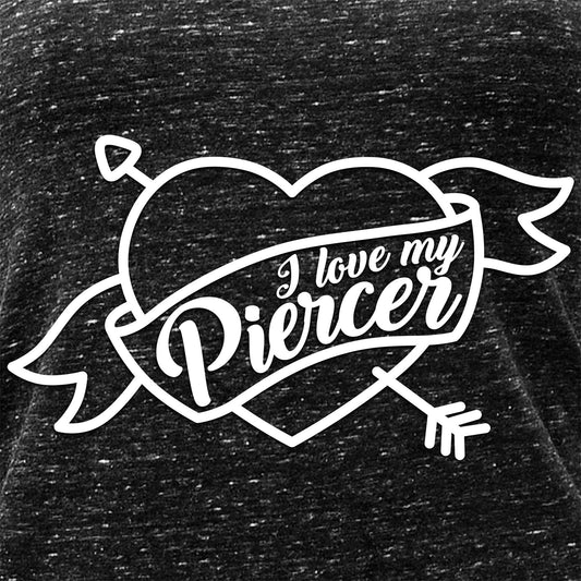 I Love My Piercer Black Gray Cosmic Twist Back Tank Top