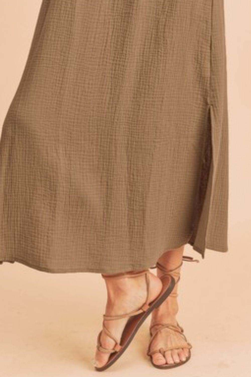 Aemi + Co Side Slit Round Neck Sleeveless Tank Dress