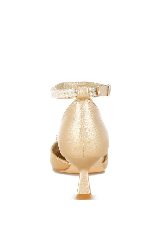 Onkana Diamante Brooch Kitten Heel Sandals