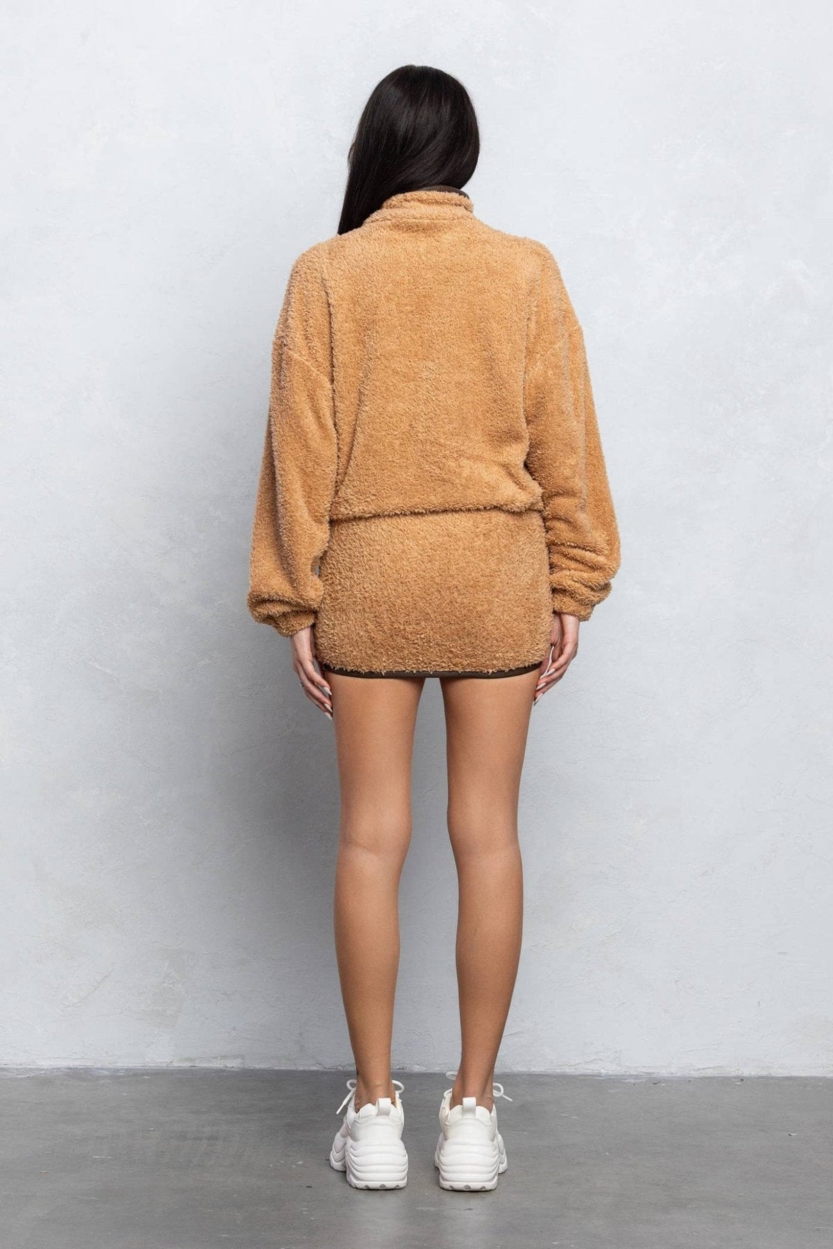 Addison Cozy Half Zip Top & Mini Skirt Set – Fuzzy Lounge Wear for Women