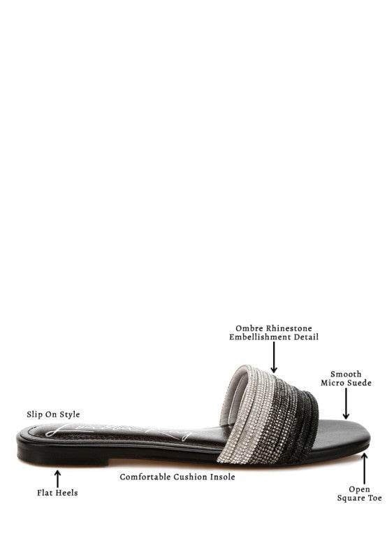 Chrisy Rhinestone Strap Slip On Flats