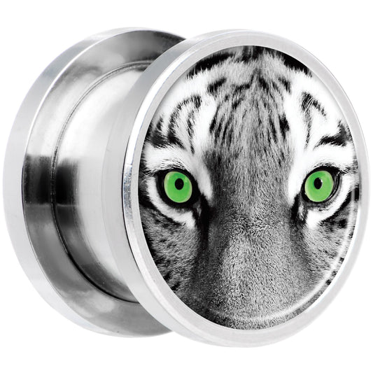 Black White Tiger Eyes Steel Screw Fit Plug Set 1/2