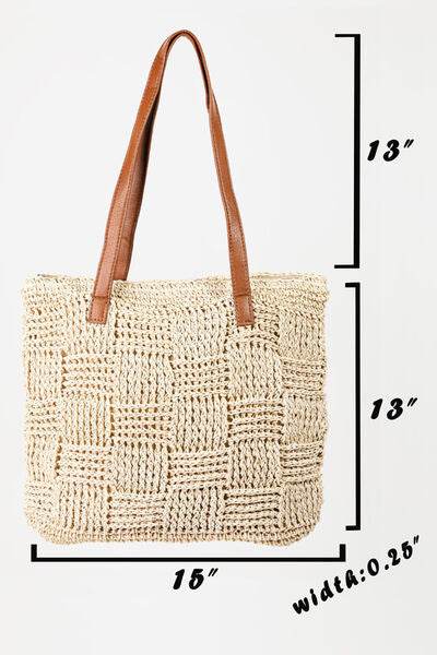 Fame Braided Faux Leather Strap Tote Bag