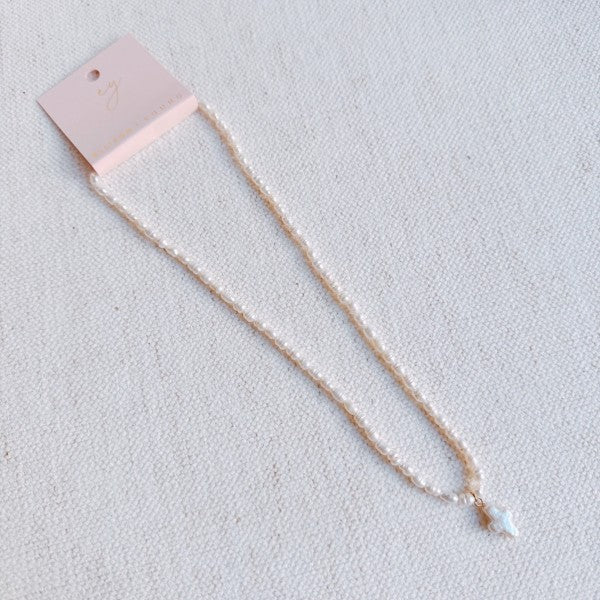 Genuine Freshwater Pearl Cross Necklace