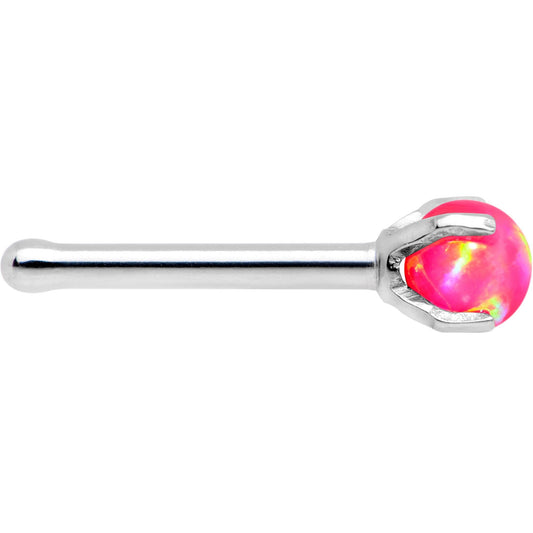 20G Pink Faux Opal Pronged Stainless Steel Nose Bone