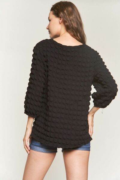 ADORA Bubble Texture Round Neck Blouse