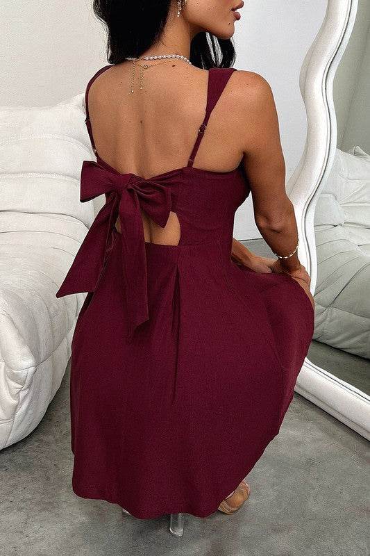 Solid Sleeveless Fit Wide Strap A Line Dress