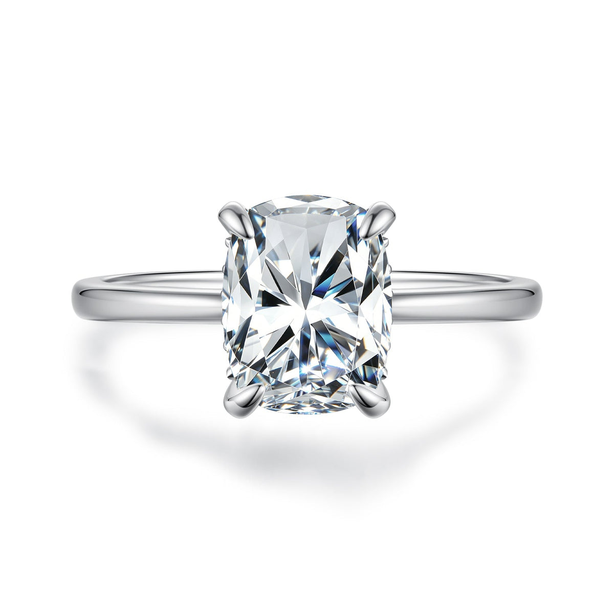 925 Sterling Silver White Gold Plated 3ct Moissanite Size 6 Ring for Women