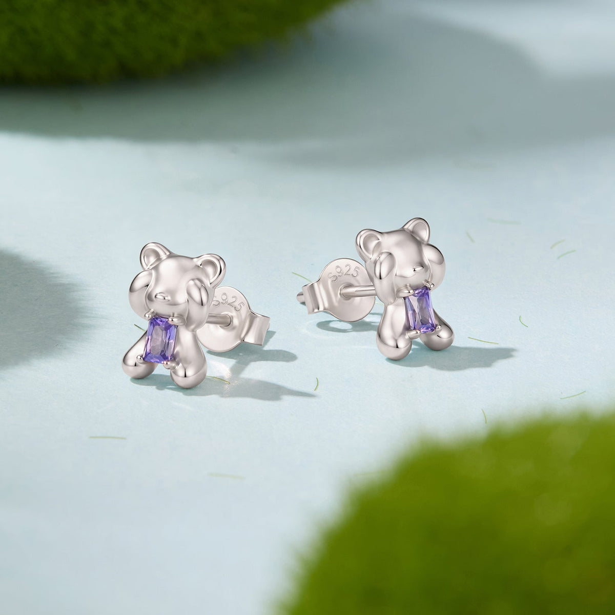 925 Sterling Silver White Gold Plated 0.9 x 0.6 cm Pavé CZ Earrings for Women