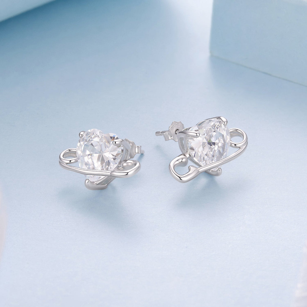 925 Sterling Silver White Gold Plated CZ Pavé 1.0x1.7cm Earrings for Women
