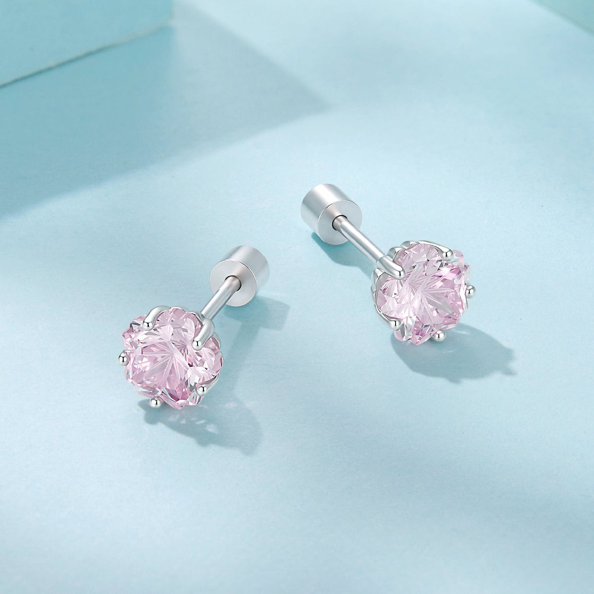 925 Sterling Silver White Gold Plated Pavé CZ 0.6x0.6 cm Earrings for Women