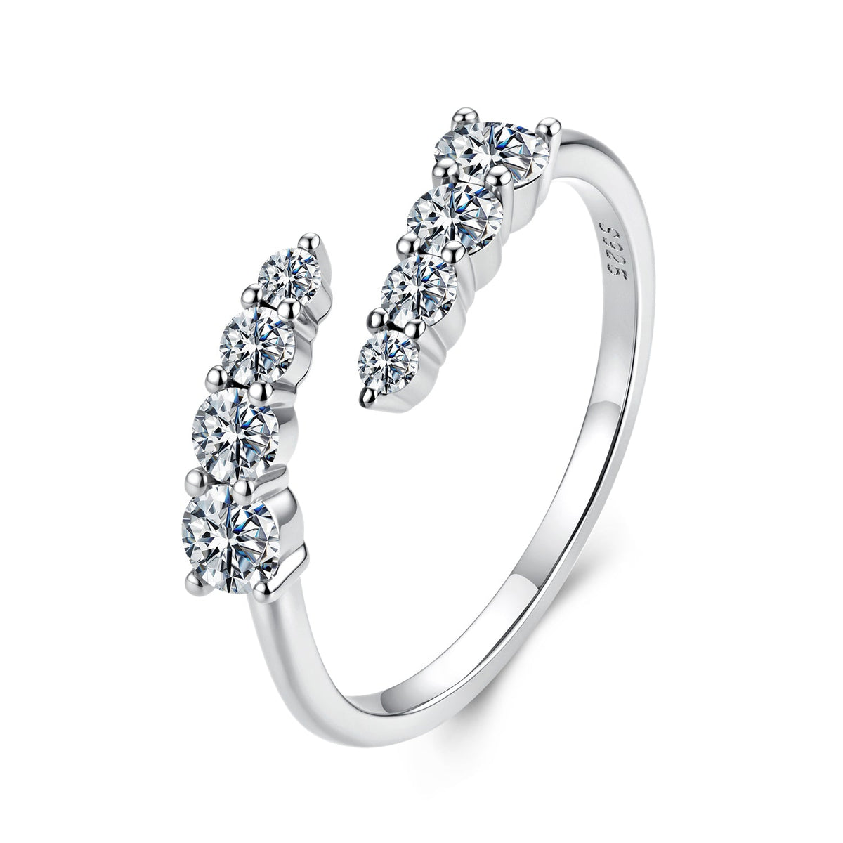 925 Sterling Silver White Gold Plated Size E Moissanite Ring for Women