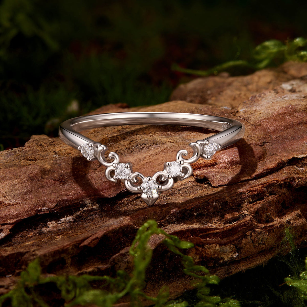 925 Sterling Silver White Gold Plated Moissanite Size 6 Ring for Women