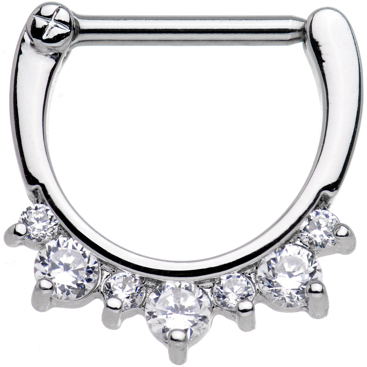 14G 1/2 Clear Gem Septet Nipple Clicker Set