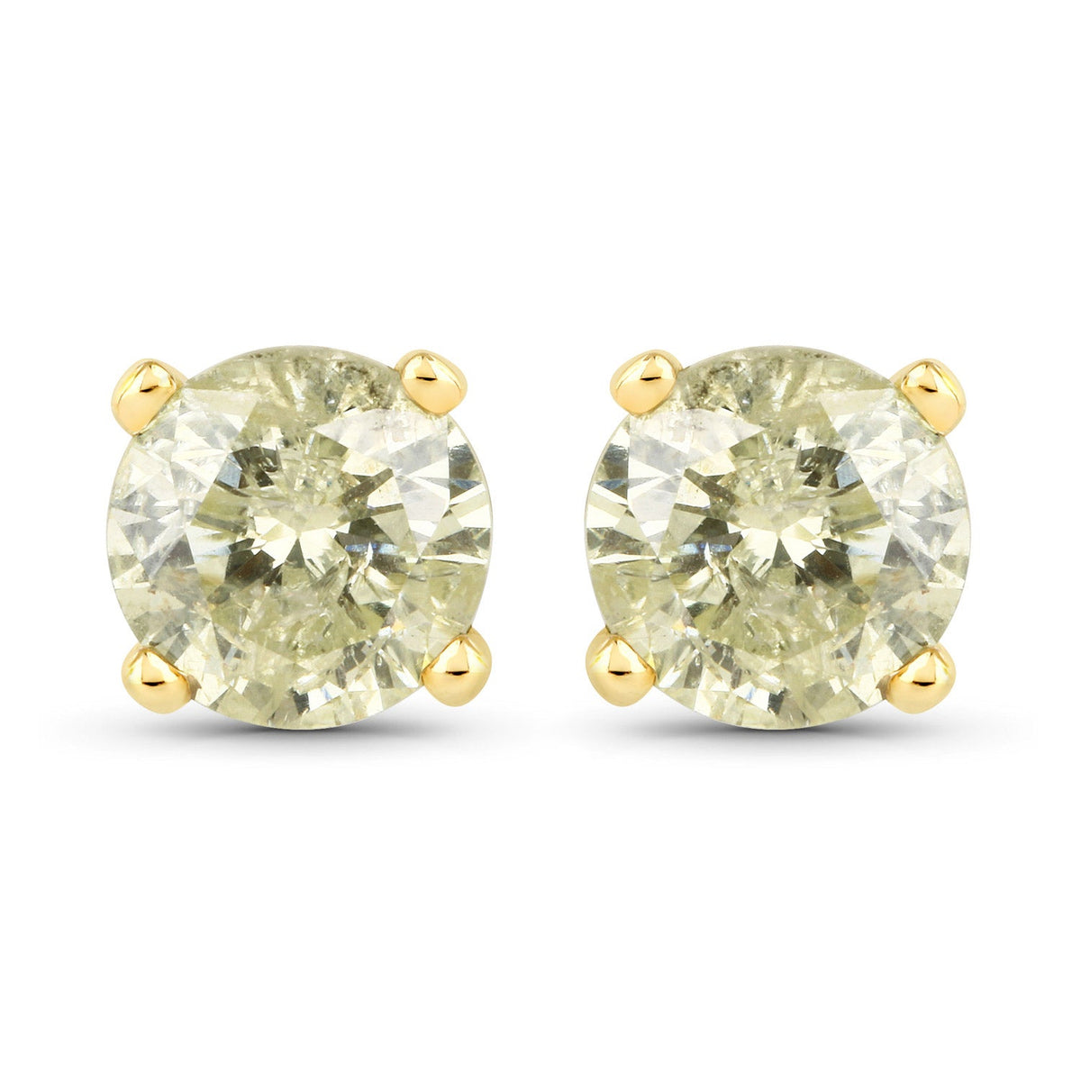 1.15 Carat Genuine LB Diamond 14K Yellow Gold Earrings