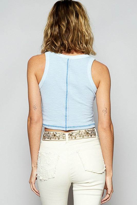 POL Studded Round Neck Cropped Tank