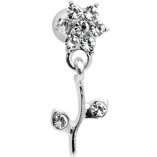 16G 1/4 Clear Gem Flower Dangle Cartilage Tragus Earring