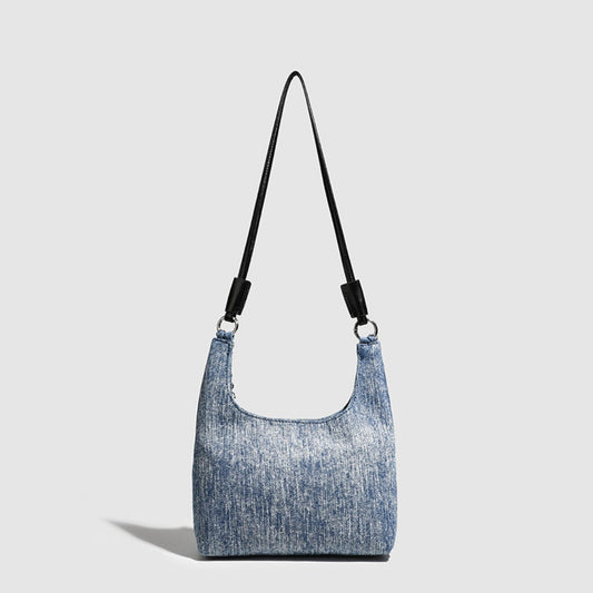 Simple retro small bucket bag, Versatile denim underarm bag, Chain bag Crossbody bag, slouch hobo purse