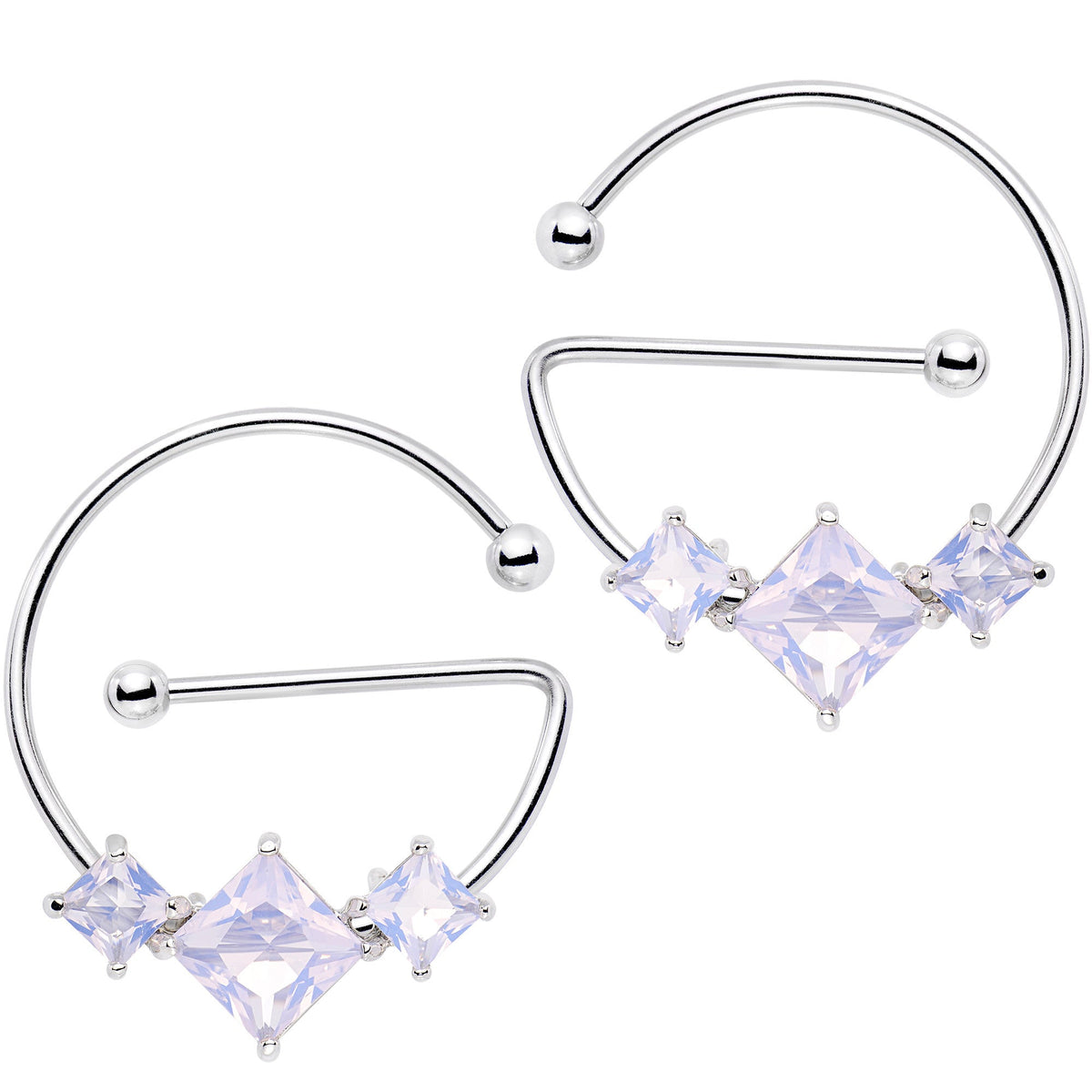 14G 5/8 Aurora Gem Glam Trio Universal Nipple Ring Set