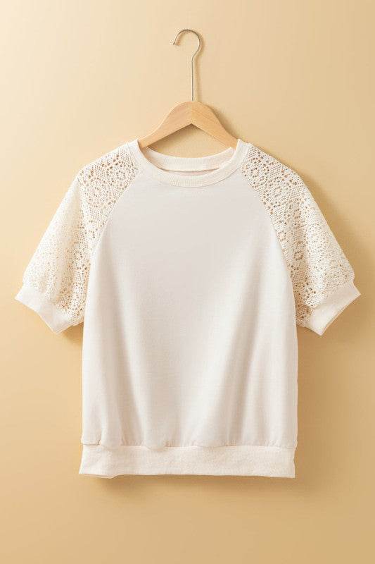 Paulina Lace Crochet Short Sleeve Top