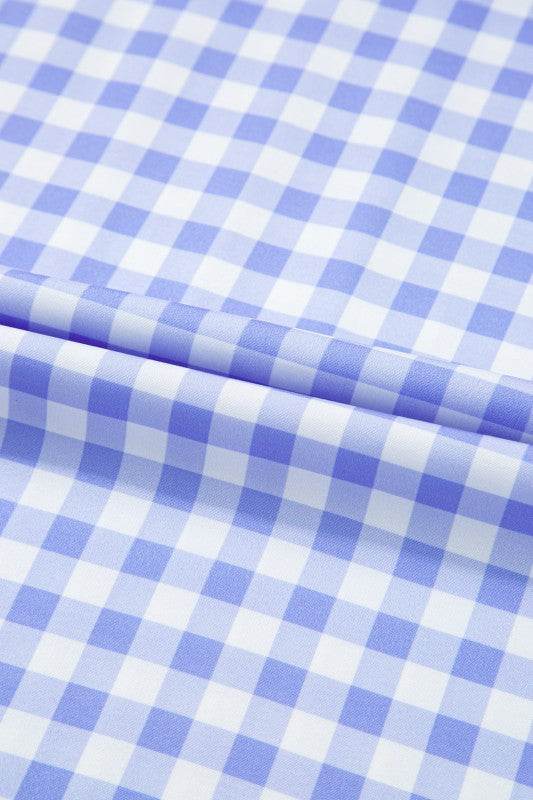 Blue Gingham plaid check maxi dress