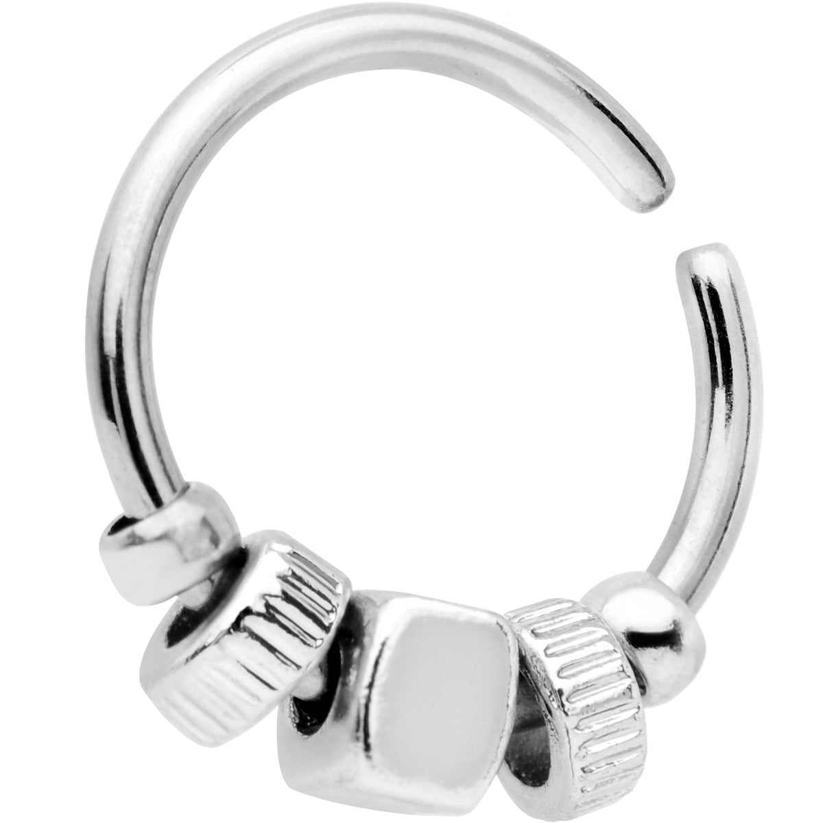 18G Silver Tone Square Bead Annealed Seamless Circular Ring