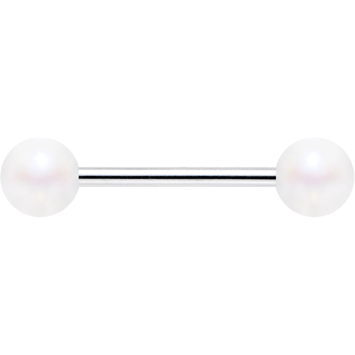 Matte Iridescent White 6mm Acrylic Ball Barbell Tongue Ring