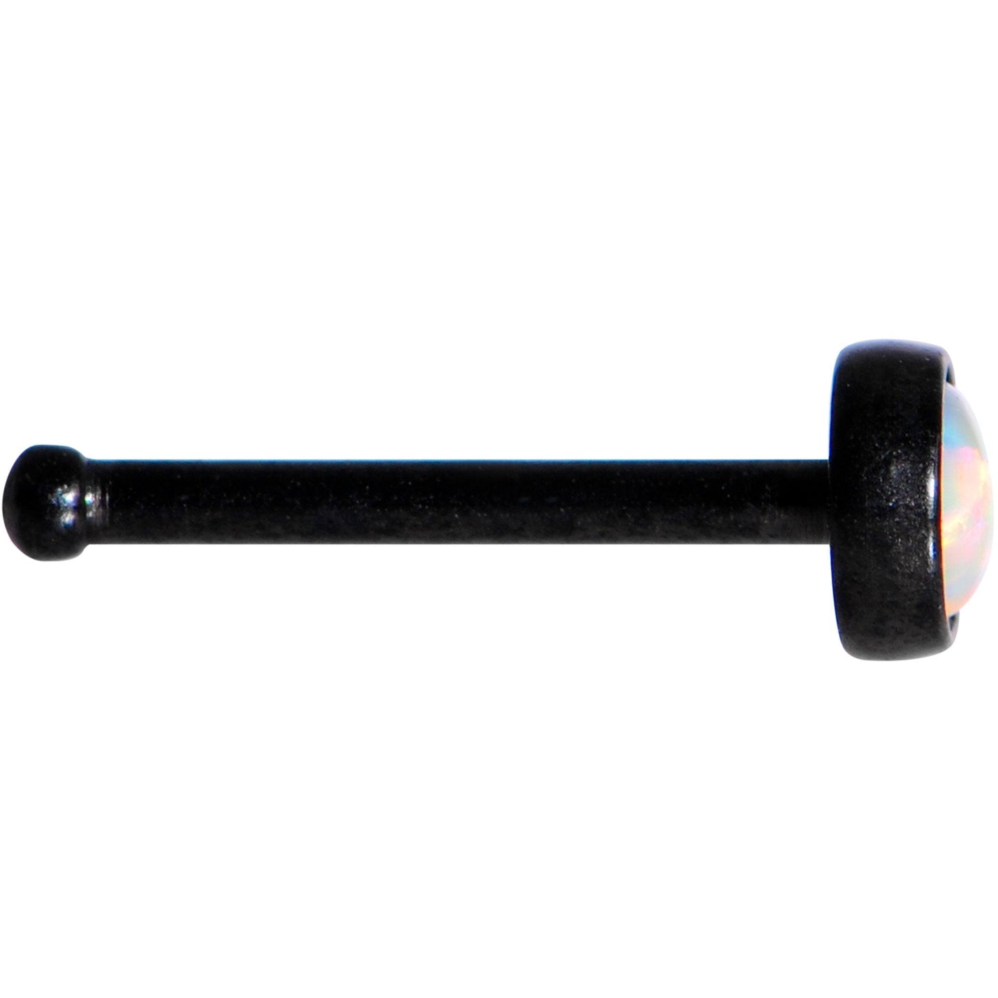 White 3mm Synthetic Opal Inlay Black Anodized Nose Bone