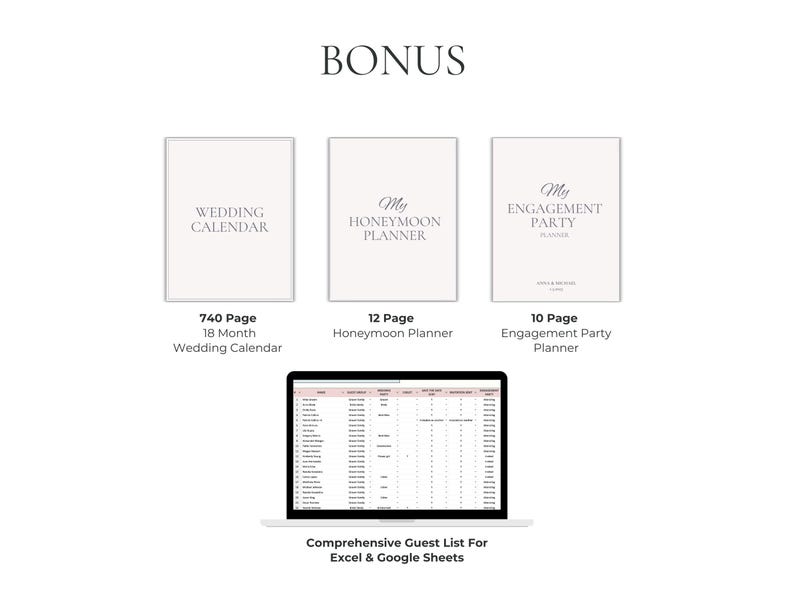 600 Page Canva Wedding Planner Template Bundle, Wedding Checklist, Engagement Party Binder, Wedding Itinerary, Wedding Day Binder