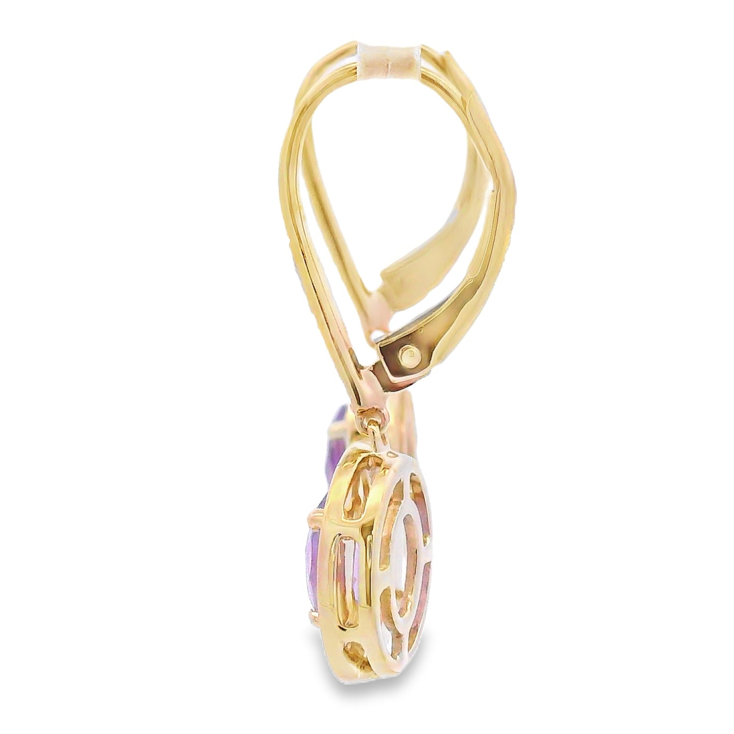 .98ct Amethyst Diamond Dangle Earrings 10KT Yellow Gold