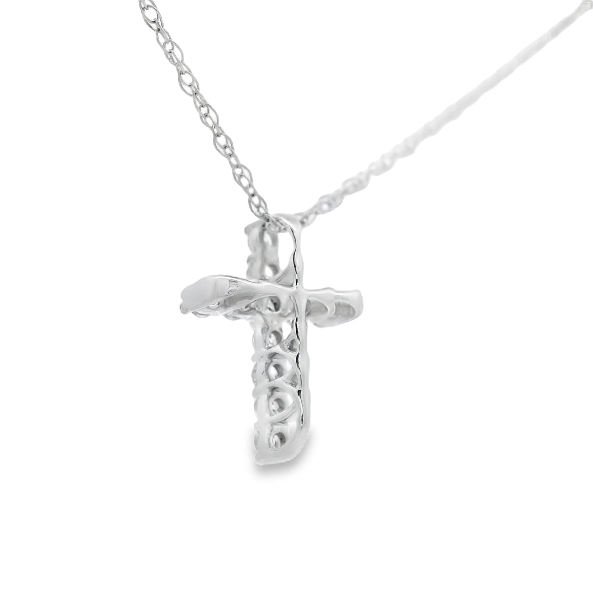 .12ct Diamond Cross Religious Pendant 10KT White Gold