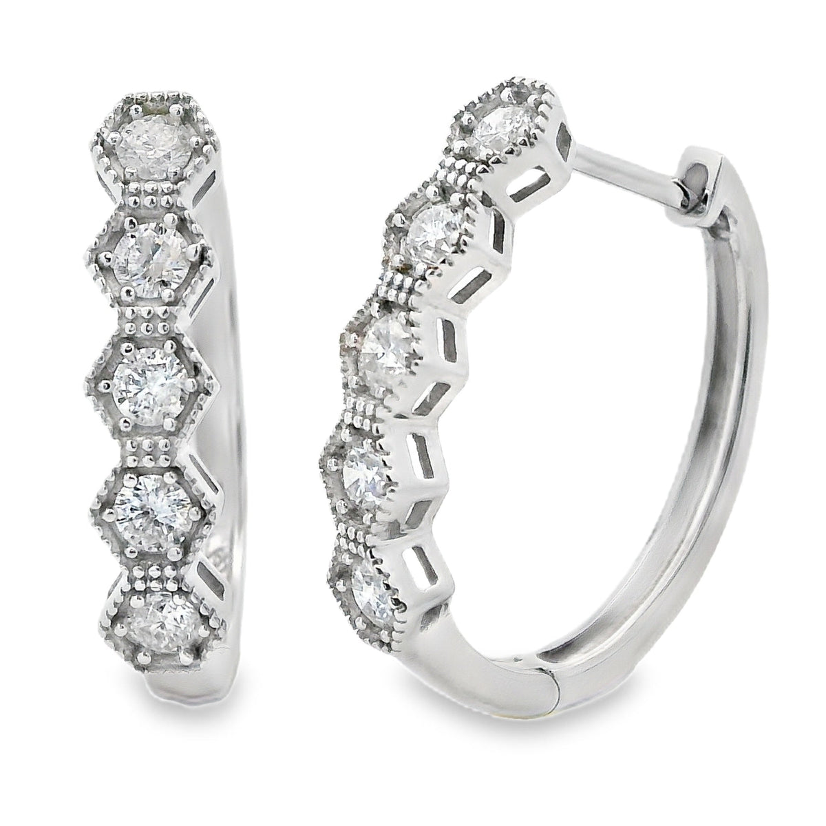.50ct Diamond Hoop Earrings 14KT White Gold