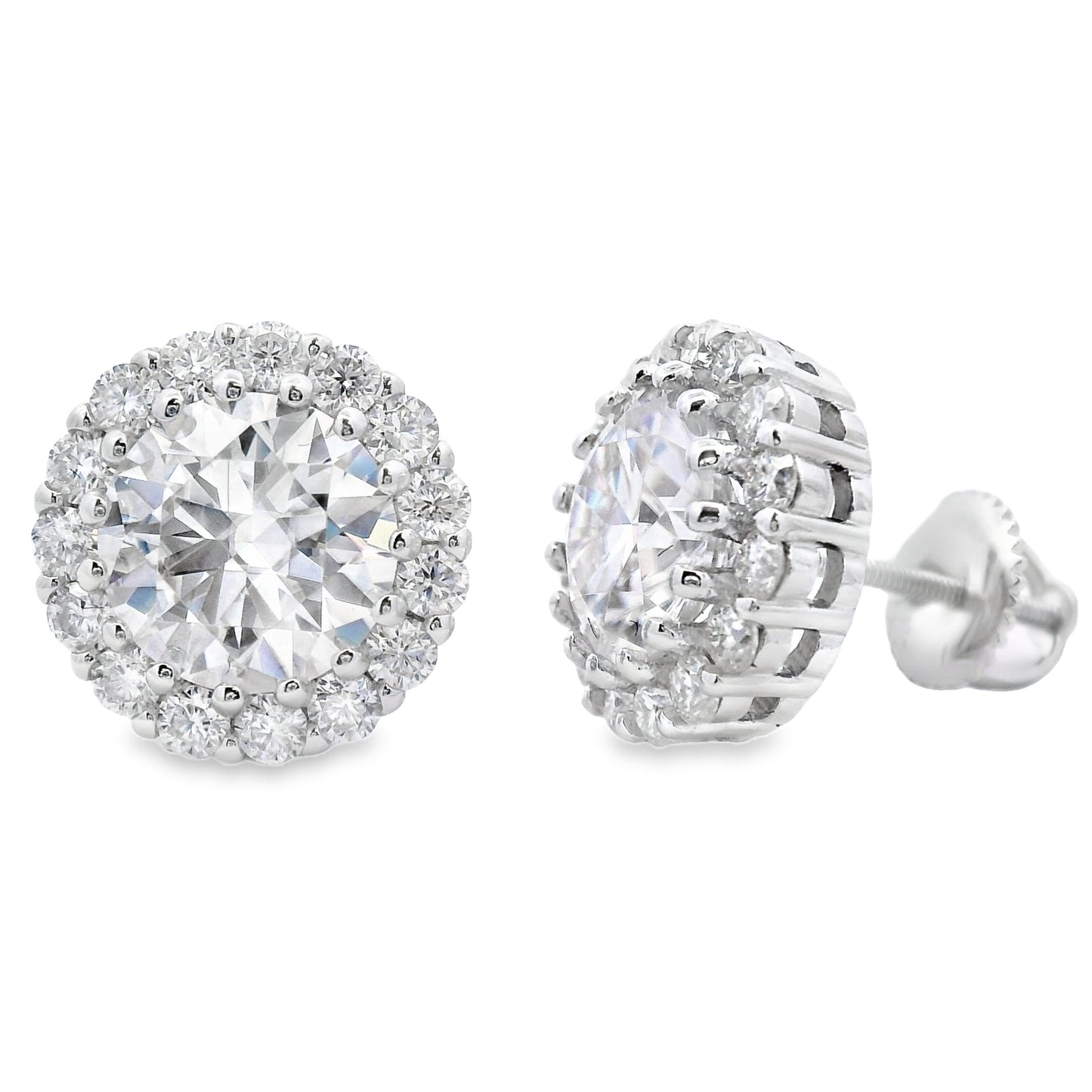 Natural 5.00ct Moissanite Stud Earrings Sterling Silver