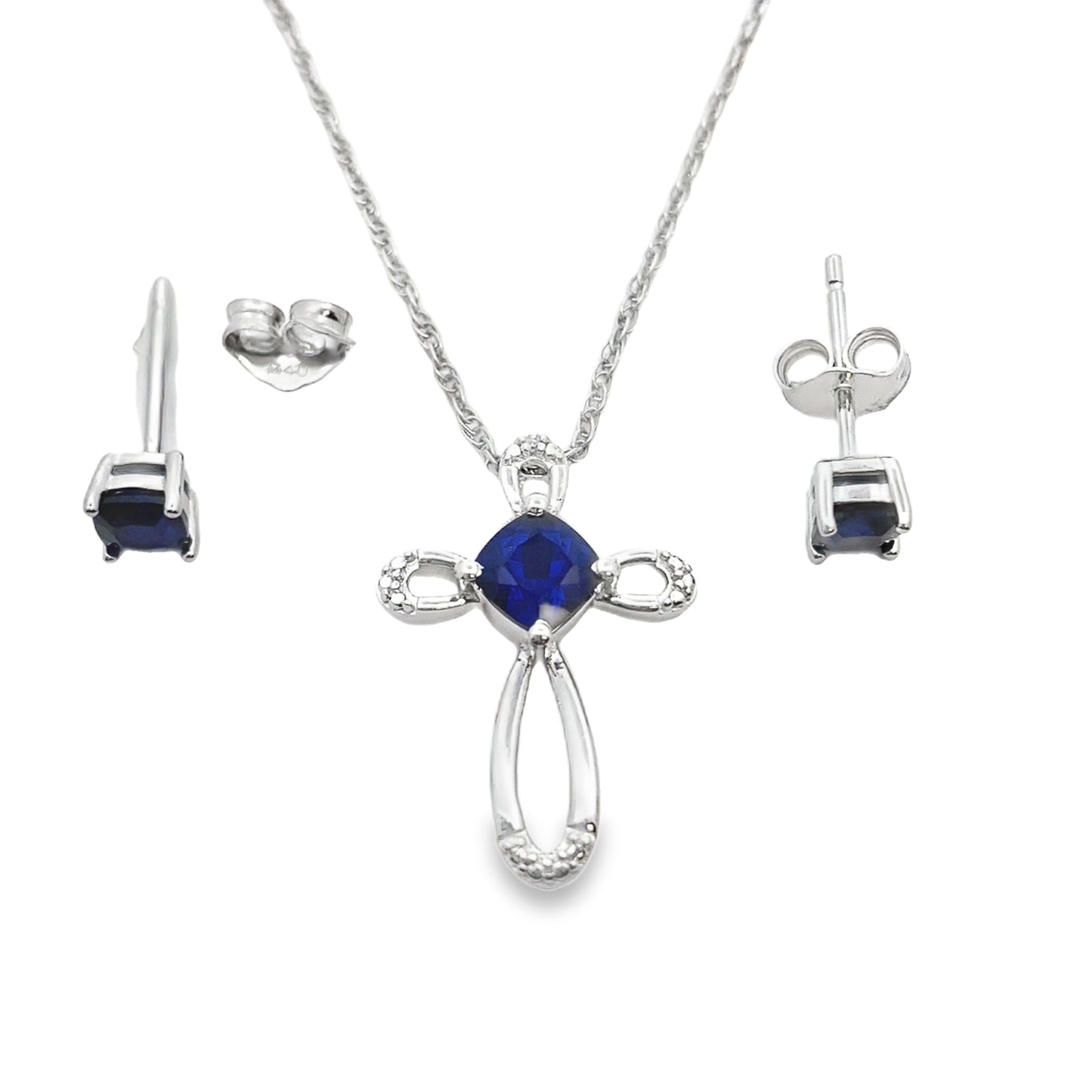 Created Sapphire Jewelry sets Sterling Silver