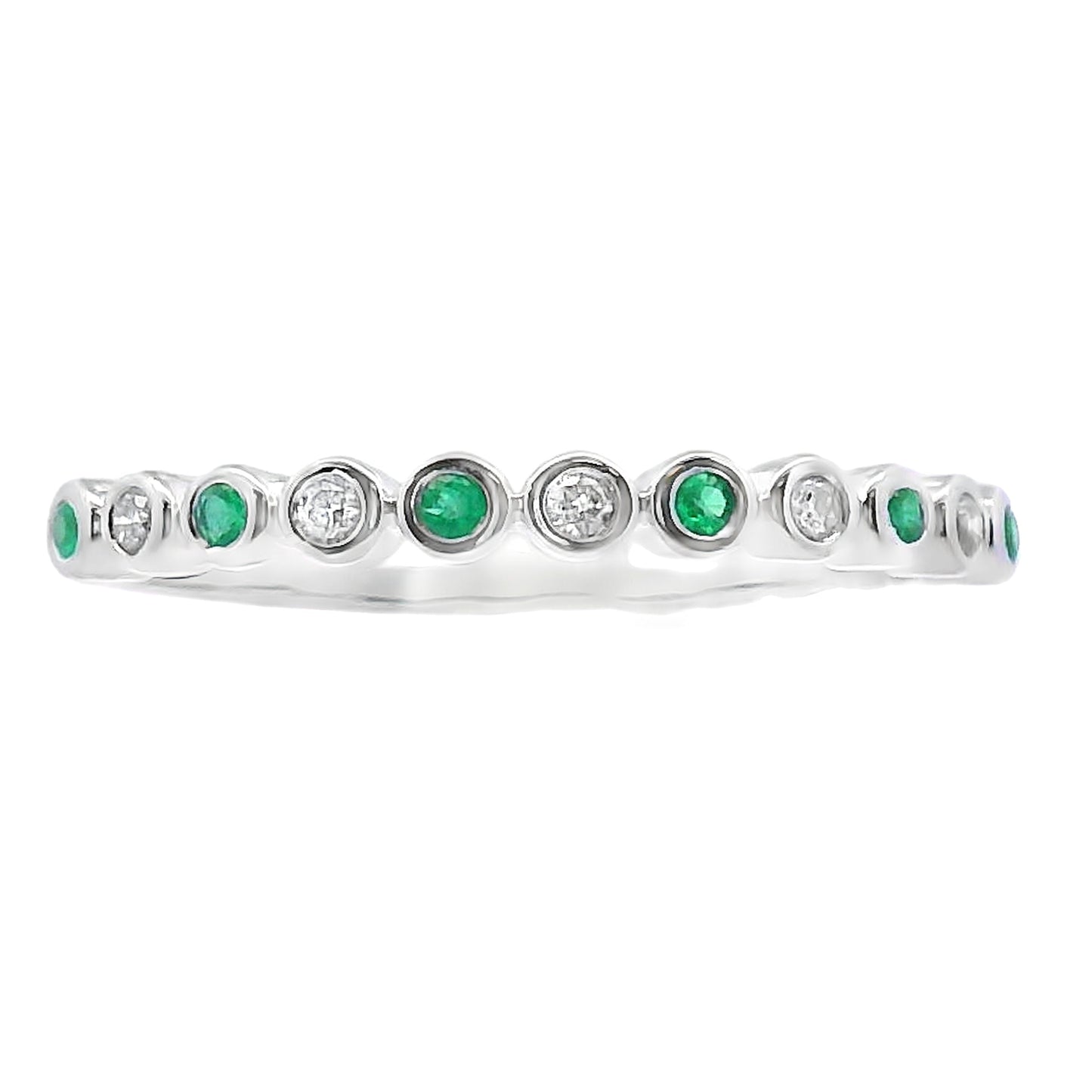 Emerald Diamond stackable band set 14KT White Gold