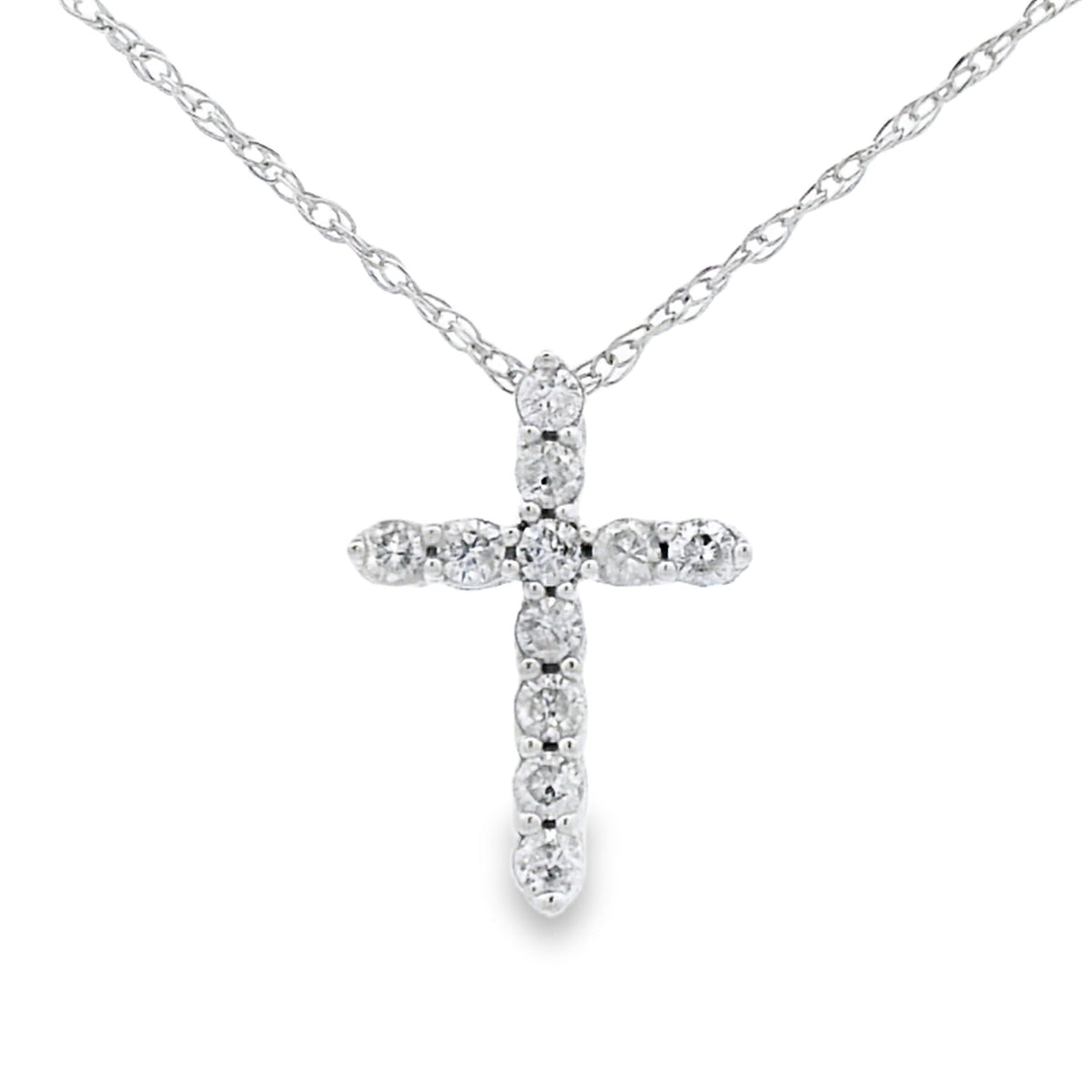 .12ct Diamond Cross Religious Pendant 14KT White Gold