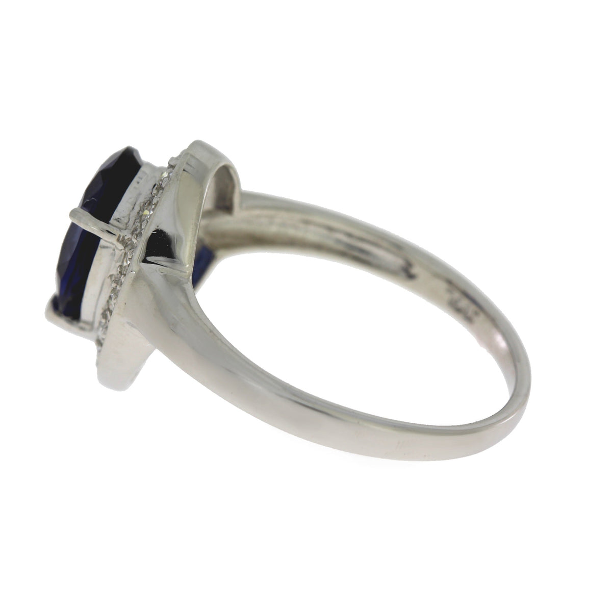 Created Sapphire Moissanite Ring Sterling Silver