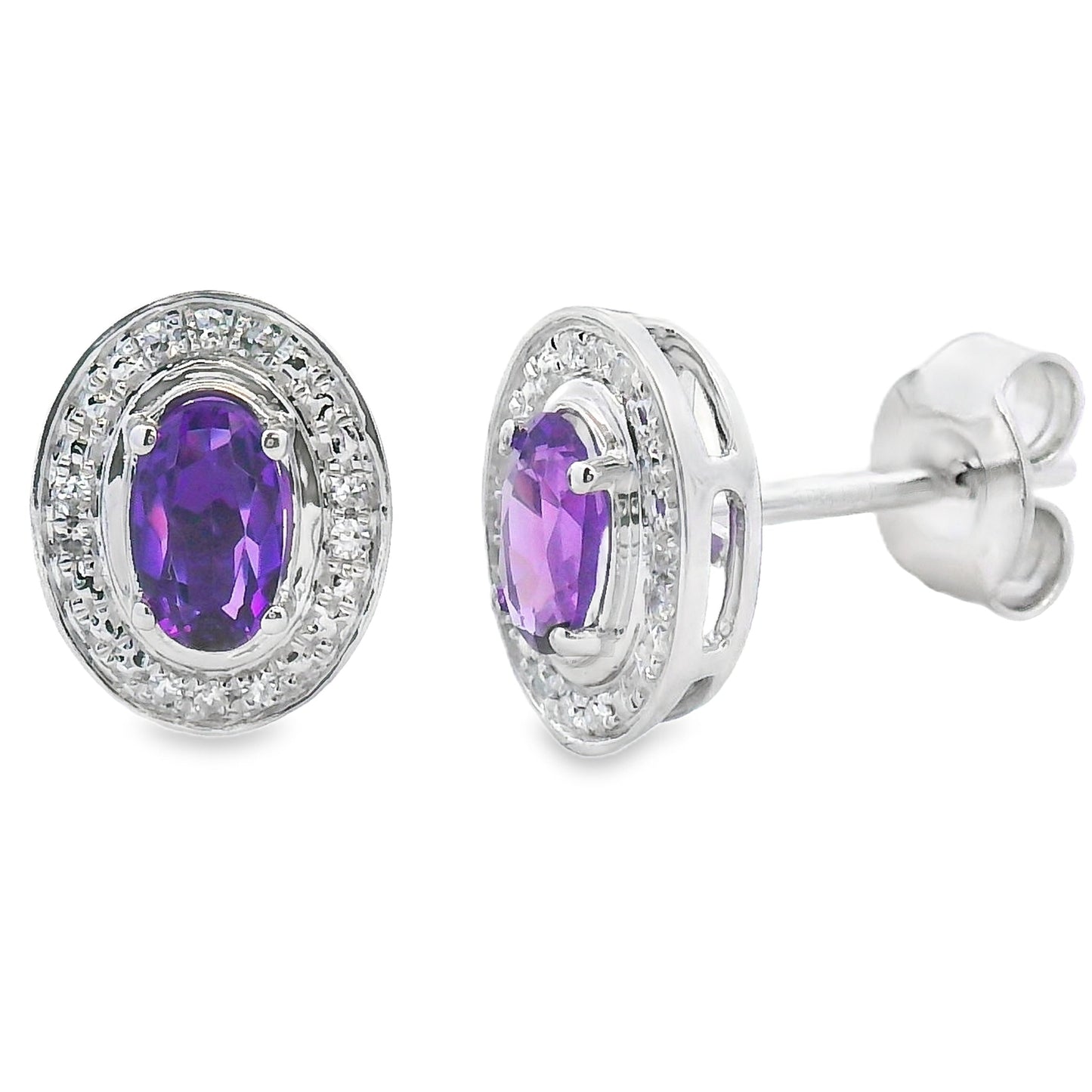 .49ct Amethyst Diamond Earrings 10KT White Gold